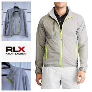 RLX Ralph Lauren Gray Lightweight Full Zip Packable Windbreaker Jacket Men Large